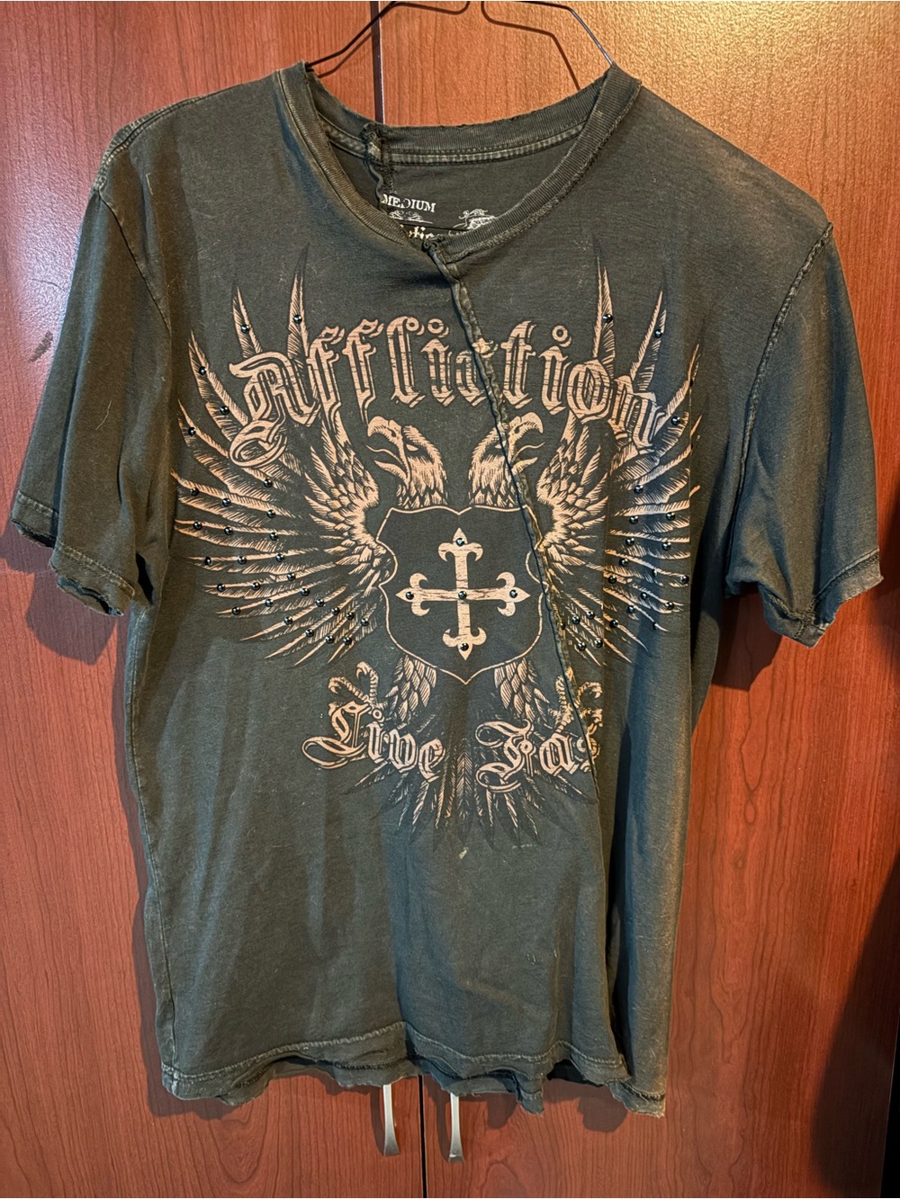 Affliction Black Graphic Eagle Cross Short Sleeve Tee